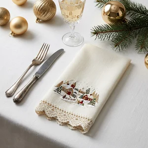 Festive embroidered Christmas napkin