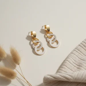 Modern White Hoop Earrings
