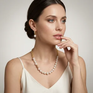 Elegant pearl jewelry on model