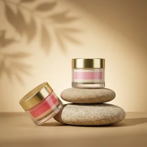 Zen skincare on river stones