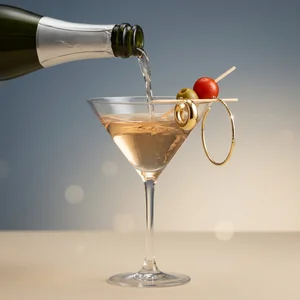 Gold earrings as cocktail garnish