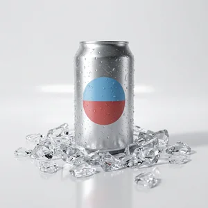 Refreshing Canned Drink on Ice