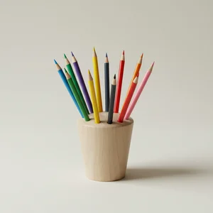 Artistic wooden pencil holder