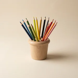 Artistic wooden pencil holder