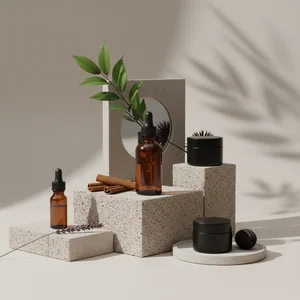 Minimalist organic skincare display