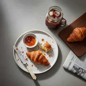 Cozy morning coffee & croissant