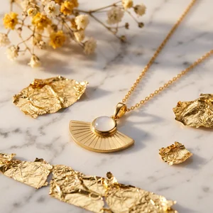 Elegant gold pearl necklace
