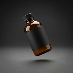 Floating amber supplement bottle