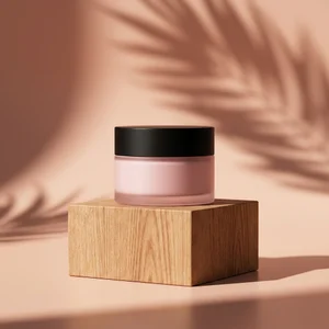 Botanical pink skincare jar