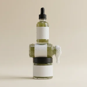 Stacked Green Skincare Bottles