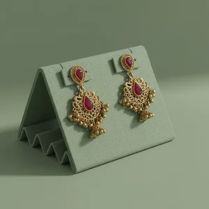 Textured Gold Earrings Display
