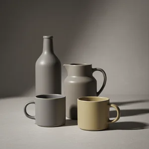 Rustic Ceramic Mugs Still Life