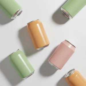 Colorful beverage can array