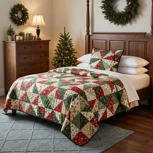 Cozy Christmas quilt in bedroom