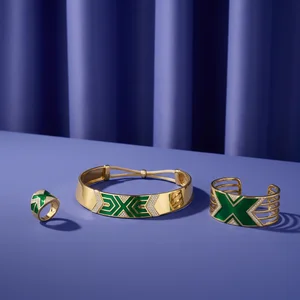 Elegant green enamel jewelry set