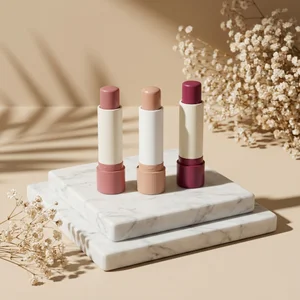 Natural lip balms on marble