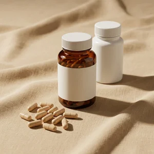 Wellness supplements on linen