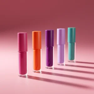 Colorful beauty pens on pink