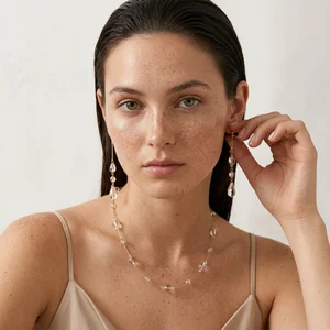 Model showcasing crystal jewelry set