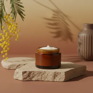 Natural skincare on rustic stone