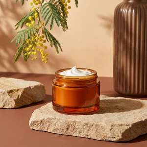 Natural skincare on rustic stone