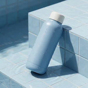 Refreshing bottle by the pool