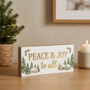 Cozy Christmas village block sign