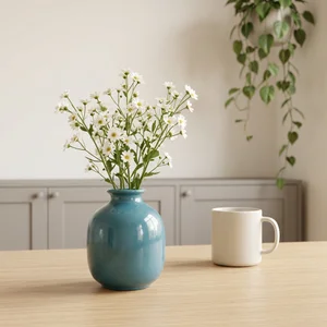 Modern kitchen still life with vase
