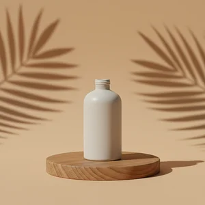 Natural product display with palm shadow