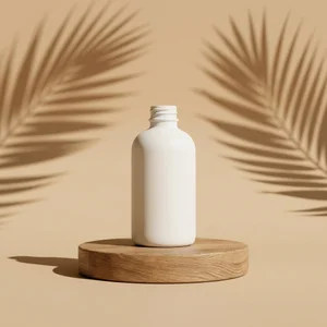 Natural product display with palm shadow