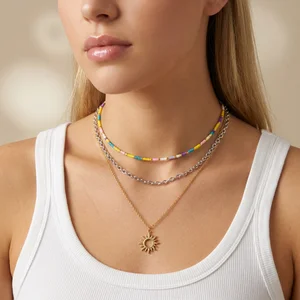 Layered celestial pendant necklace