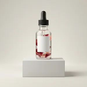 Minimalist serum bottle on podium