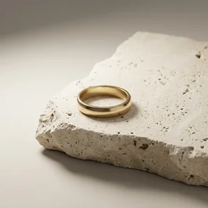 Minimalist gold ring on stone