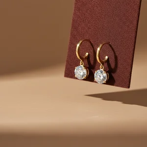 Dainty Diamond Hoop Earrings