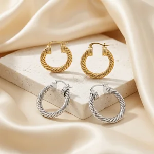 Elegant twisted hoops on stone