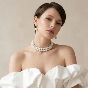 Elegant pearl jewelry on model