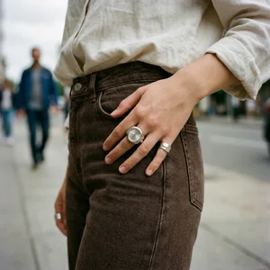 Silver watch ring city style