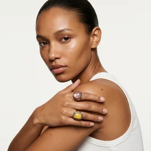 Modern jewelry on female model