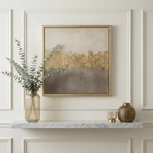 Luxury gold art above mantel
