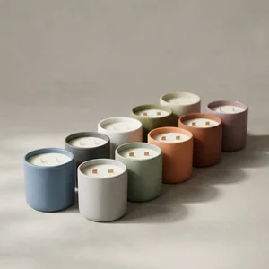 Serene minimalist candles array