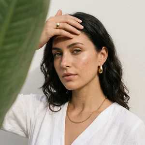 Sun-kissed gold jewelry portrait