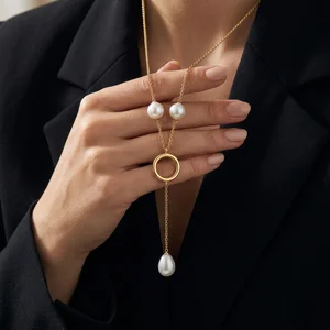 Elegant pearl drop necklace