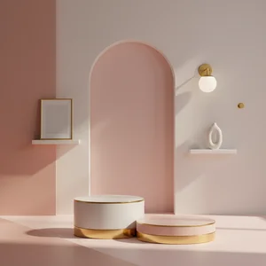 Pink minimalist studio display