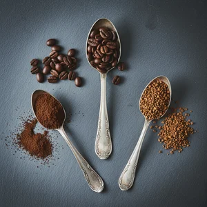 Rich coffee beans & grounds display