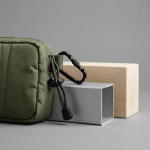 Modern green pouch with carabiner