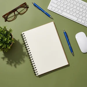 Clean green office workspace