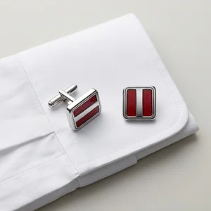 Elegant wood cufflinks on shirt cuff