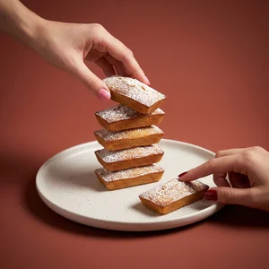 Playful pastry stack grab