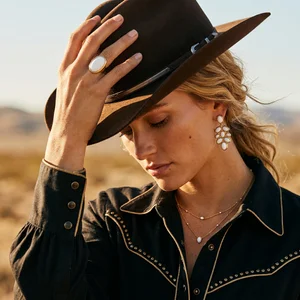 Western style jewelry and hat