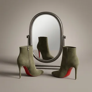 Chic green heel with mirror